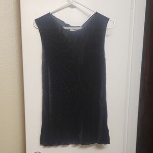 Gilli Black SL Boatneck Plisse Knit Top